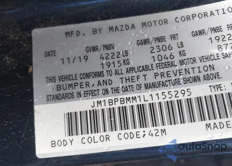 2020 Mazda Mazda3 Hatchback Preferred Package из США, поврежденный, VIN JM1BPBMM1L1155295